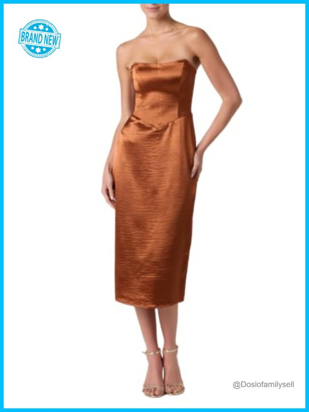 Lulus Davis Strapless Satin Midi Dress Semi Formal Wedding Guest